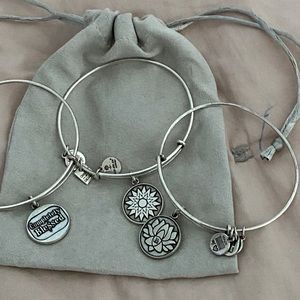 3 Silver Alex and Ani Bangles